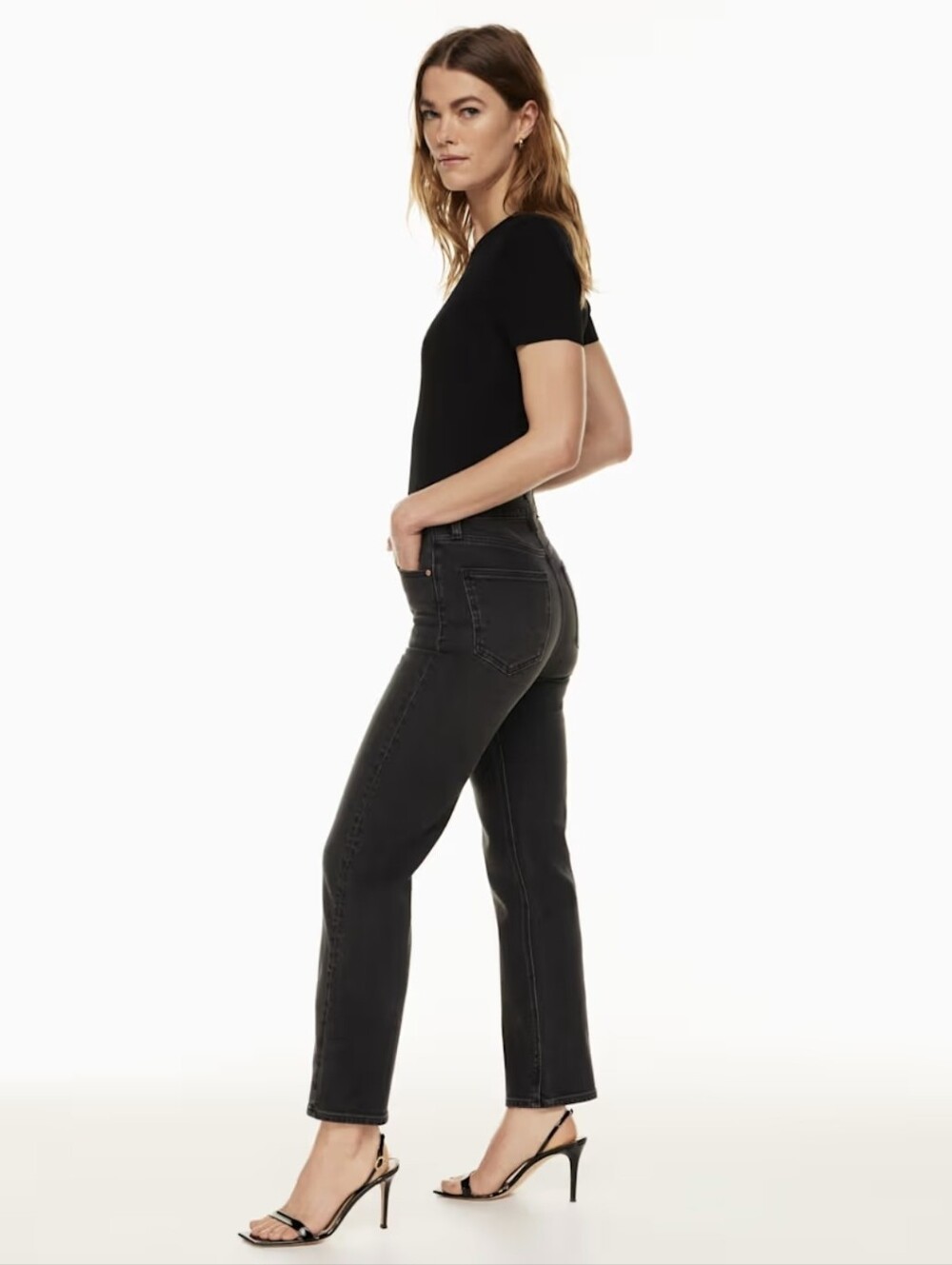 Aritzia Denim Forum Arlo High Rise Straight Leg L30 Black Jeans